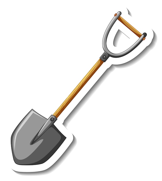 Free vector sticker template with a shovel gardening tool isolated