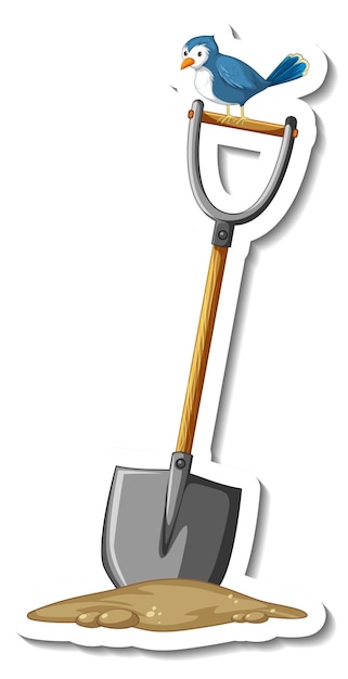 Free vector sticker template with a shovel gardening tool isolated