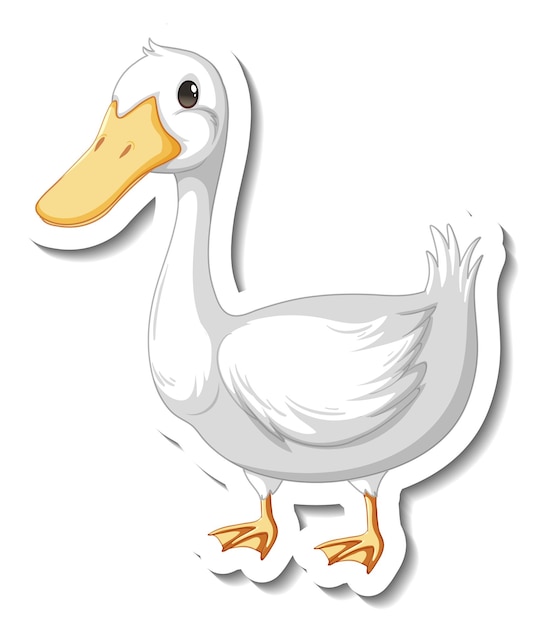 Free Vector sticker template with a white duck cartoon character isolated