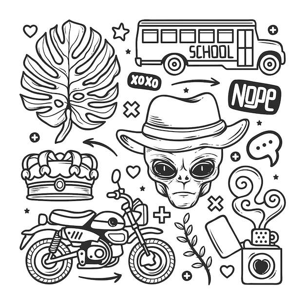 Free vector stickers hand drawn doodle