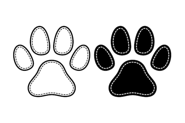 Free Vector stitched paw print glyph and outline