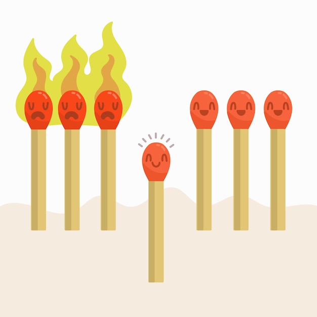 Free Vector stop coronavirus flaming matches concept