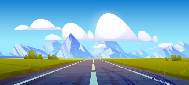 Free Vector straight highway disappear at mountain landscape