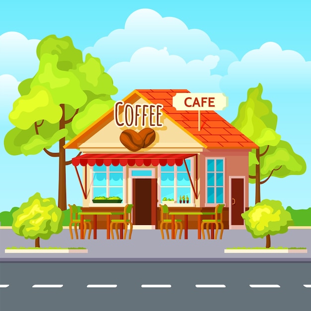 Free Vector street coffee outdoors composition