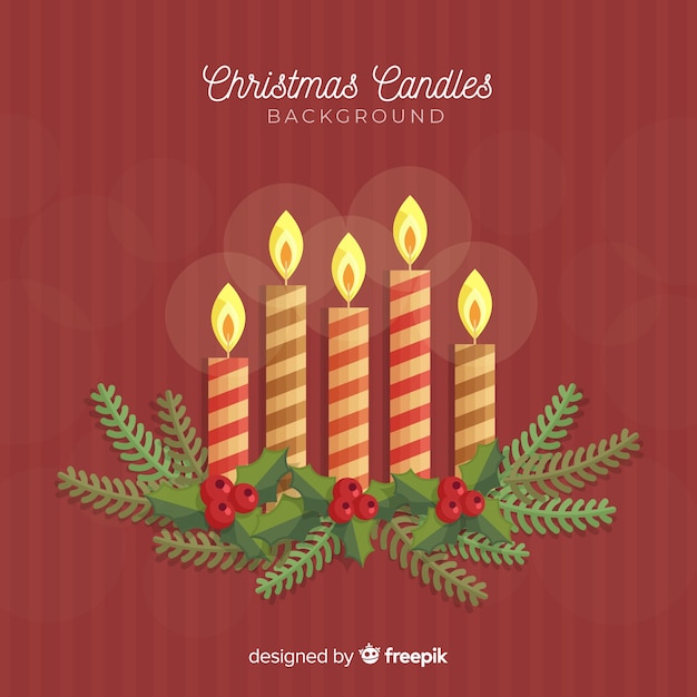 Free Vector striped christmas candles background