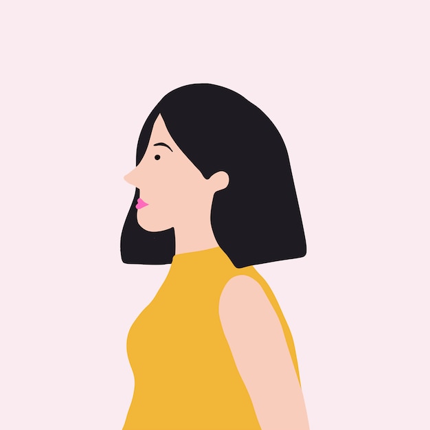 Free vector strong asian woman in profile vector