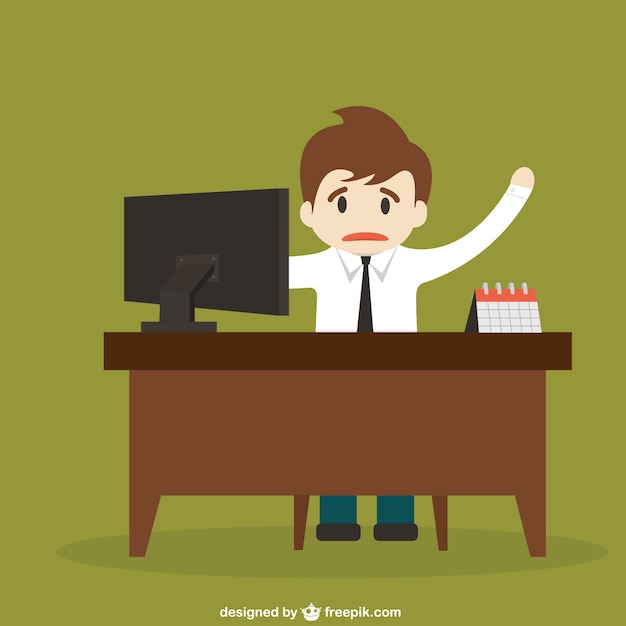 Free Vector stuck behind a desk cartoon