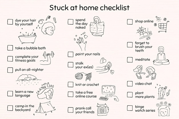 Stuck at home checklist vector