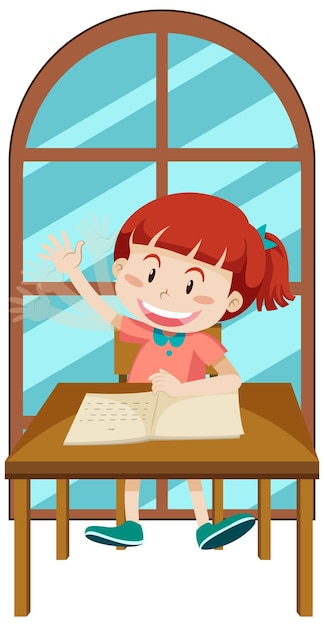 Free Vector student girl simple cartoon character