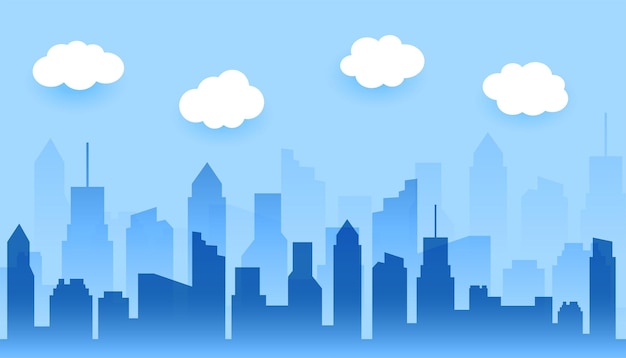 Free vector stunning cityscapes banner with cute cloud design