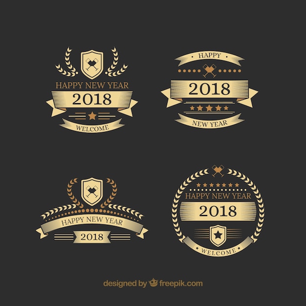 Free Vector stylish labels for new year 2018