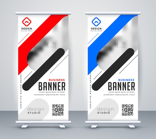 Free Vector stylish rollup display presentation standee banner in modern style