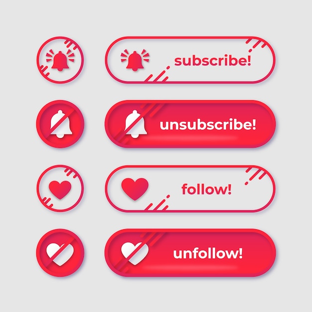 Free vector subscribe button set