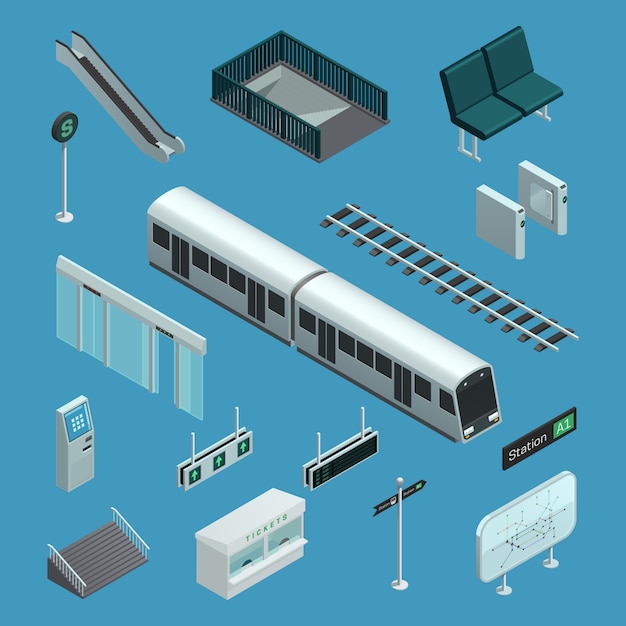 Free vector subway isometric elements