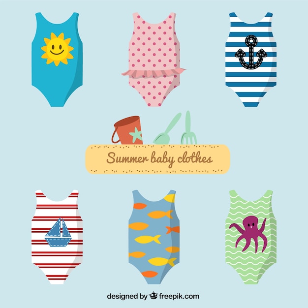 Free vector summer baby clothes