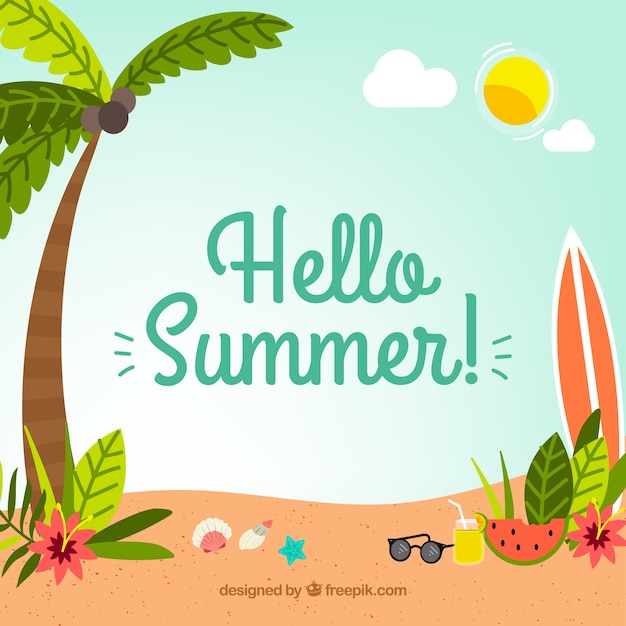 Free Vector summer background with beach elements