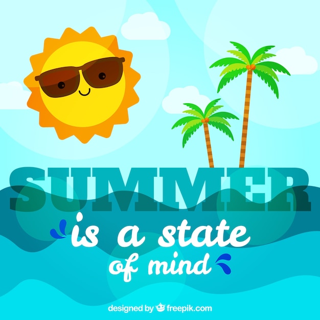 Free Vector summer background with beach on a sunny day