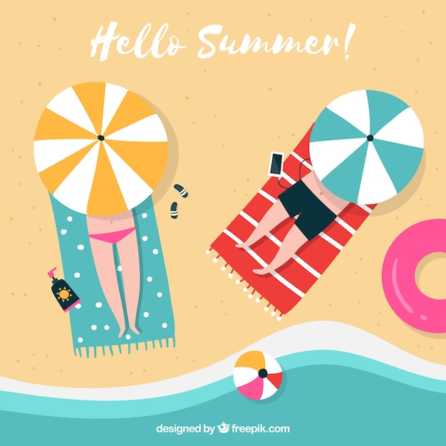 Free Vector summer background with beach view