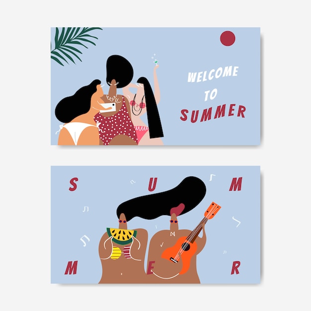 Free Vector summer on the beach set