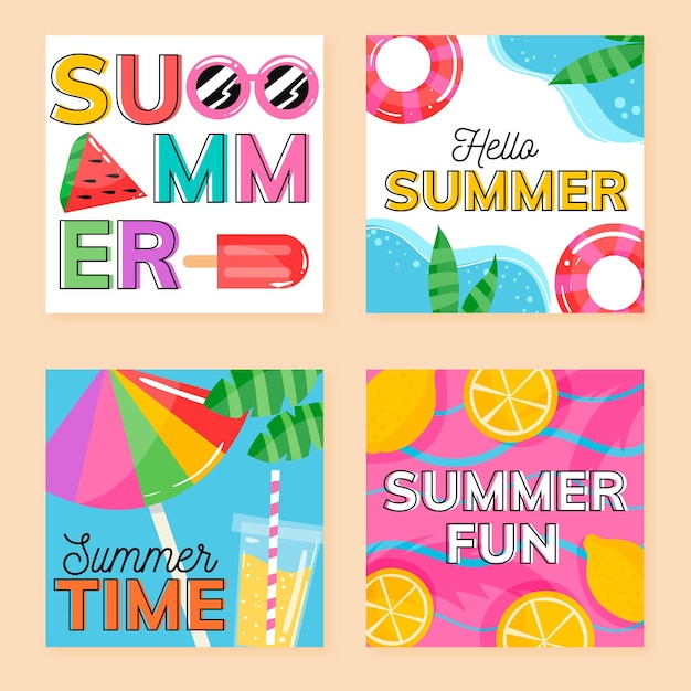 Free Vector summer card collection template