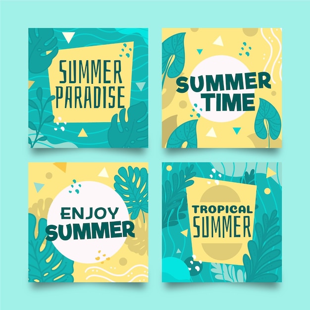 Free Vector summer card template collection