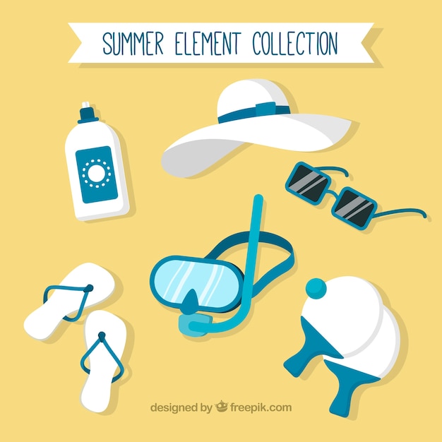 Free vector summer collection with elements in hand drawn style