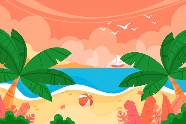 Free Vector summer landscape - background for zoom