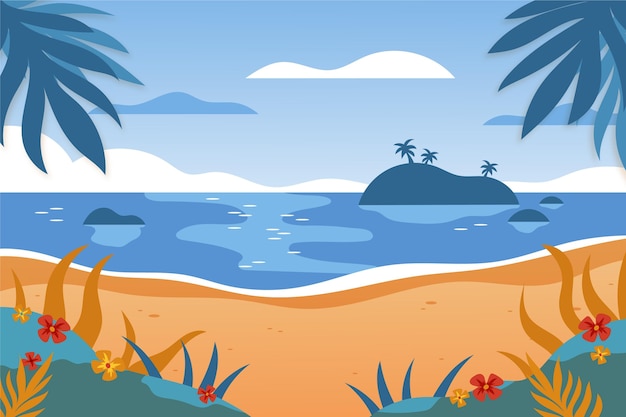 Free Vector summer landscape background for zoom