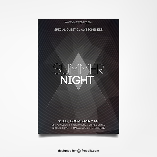 Free Vector summer night poster in geometric style