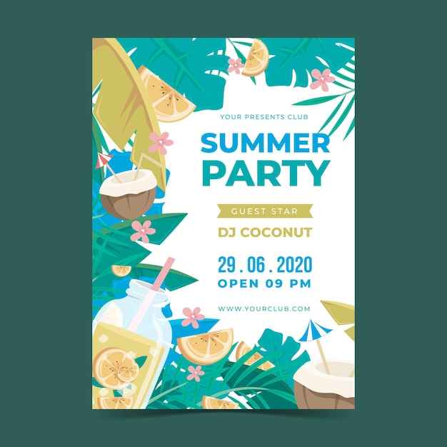 Free Vector summer party poster design