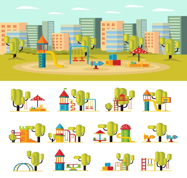 Free Vector summer playground concept