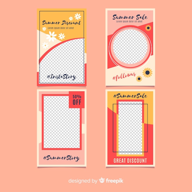 Free vector summer sale instagram stories templates