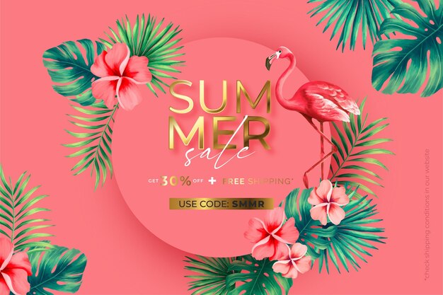 summer sale tropical banner with tropical nature