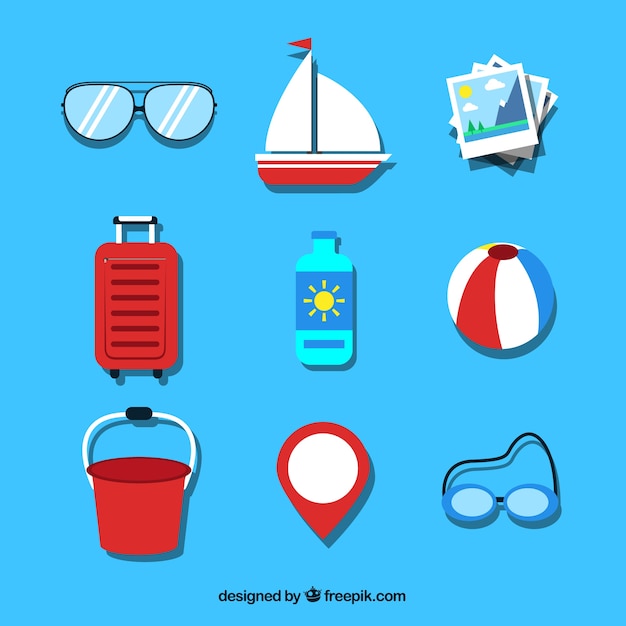 Free vector summer trip element collection with flat design