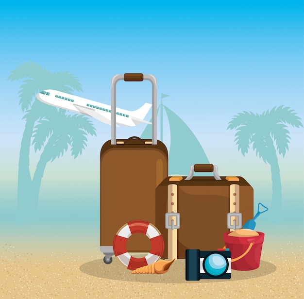 summer vacattions set icons