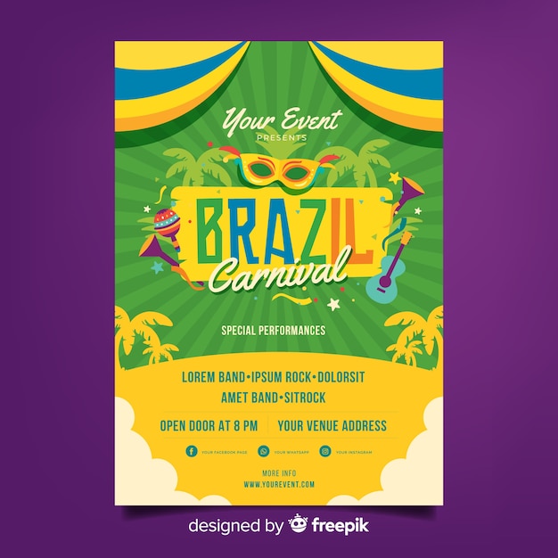 Sunburst brazilian carnival party poster