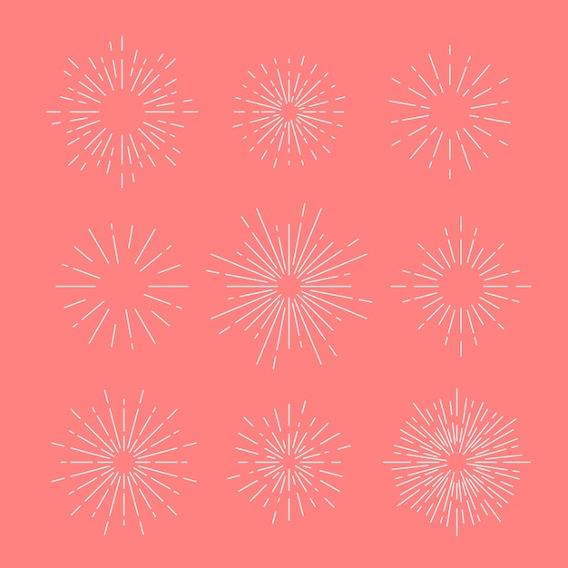 Free Vector sunburst vector set on pink