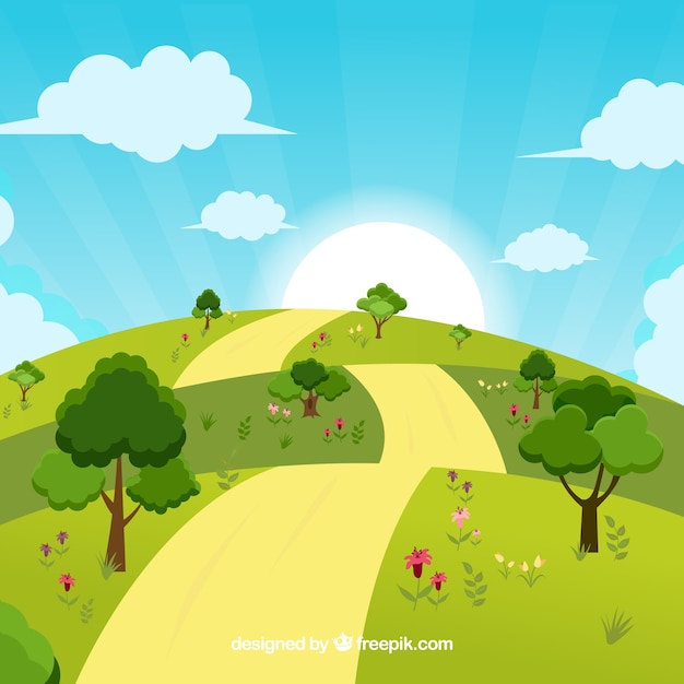 Free Vector sunny landscape background design