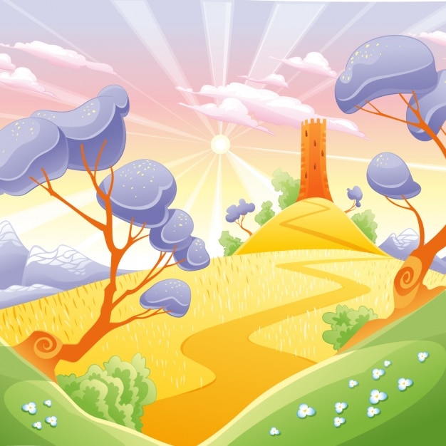 Free vector sunny landscape background