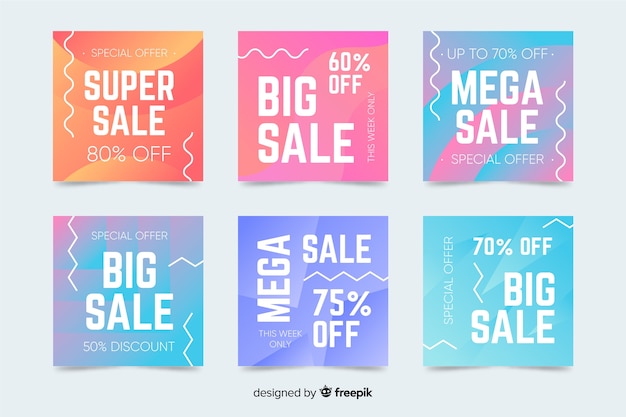 Free vector super sale instagram post collection