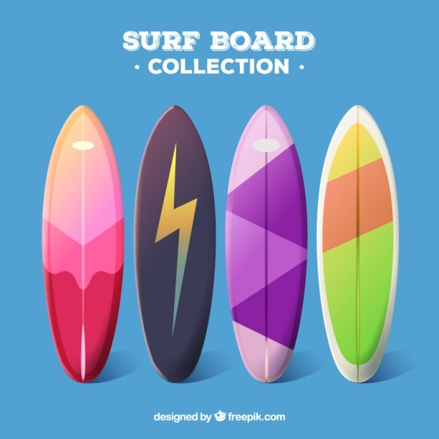 Free Vector surfboard types in colors