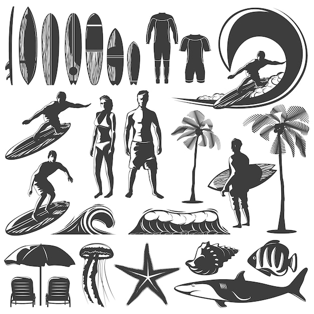 Free Vector surfing icon set