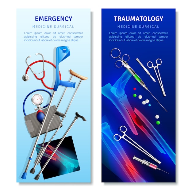 Free vector surgical traumatology vertical banners