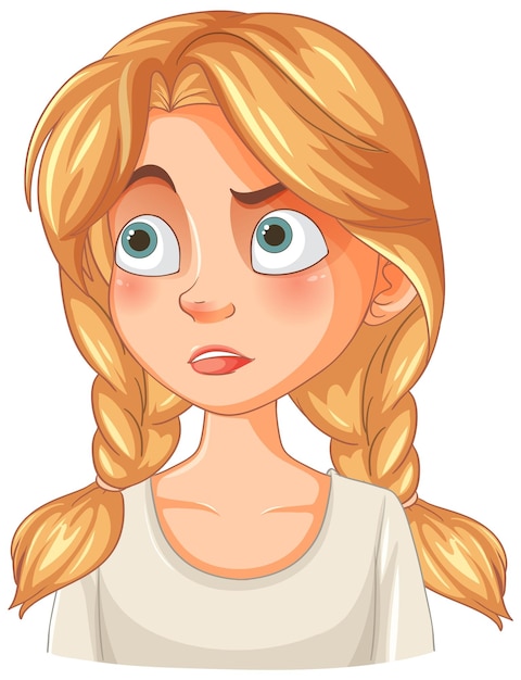 Free vector surprised girl with braided hair