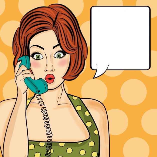 Free Vector surprised woman on the phone, comic style