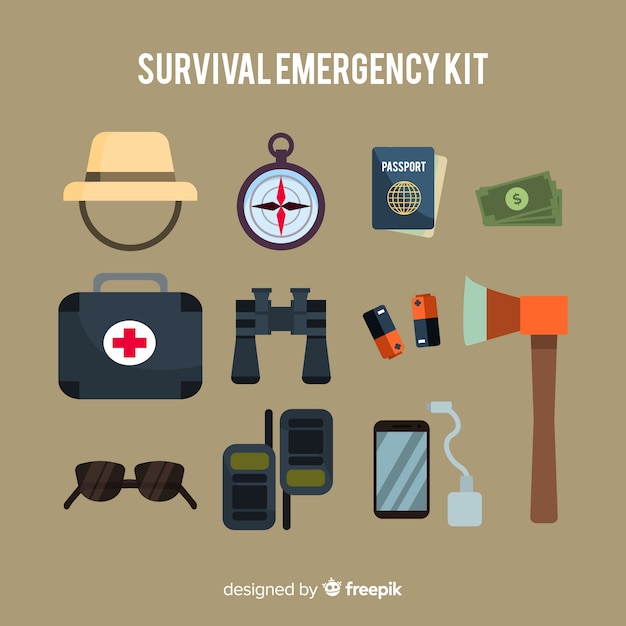 Free Vector survival emergency kit background