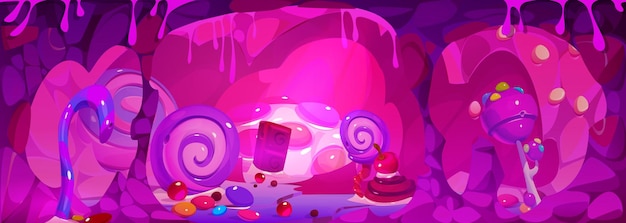 Sweet pink cave in fairy dream candy land world