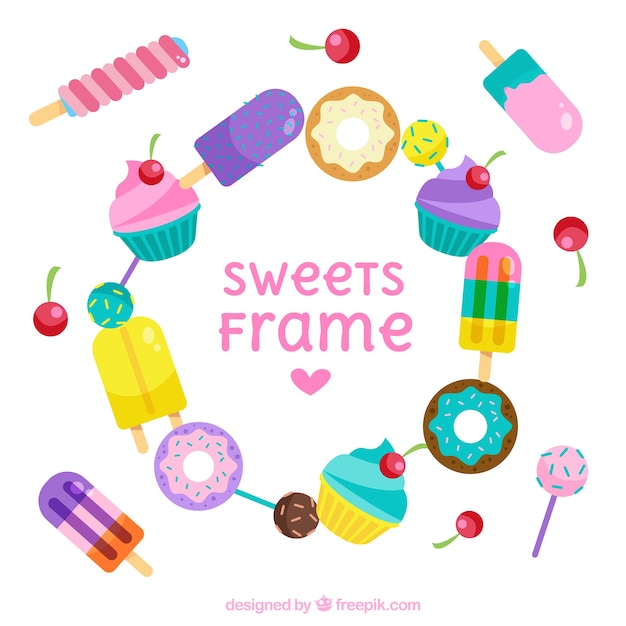 Sweets frame with flat design