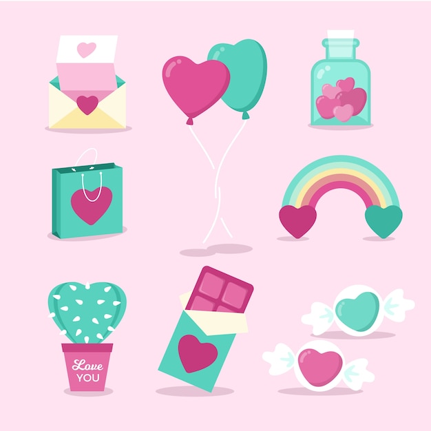 Free vector sweets and objects valentine element collection