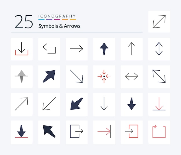 Free Vector symbols arrows 25 flat color icon pack including right up arrow home scale